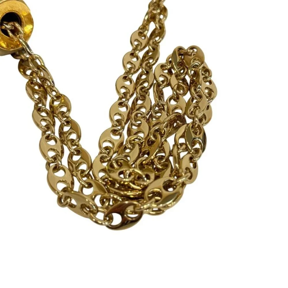 Gucci Chain Flap Interlocking Shoulder Bag Purse Beige Black - Picture 5 of 8